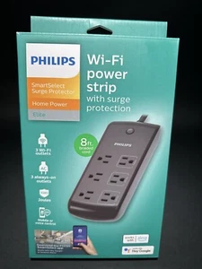 Philips Wi-Fi Power Strip with Surge Protection 6 Outlets w/ 3 Smart Outlets NEW - Picture 1 of 2
