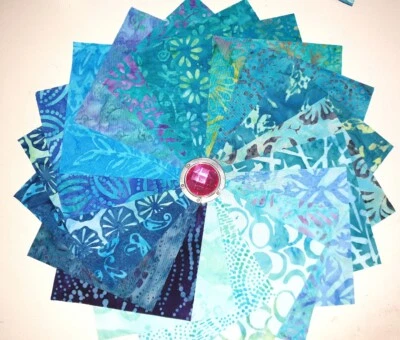 Batik Fabric Cotton Quilting 40 of 5"x5" Charms  Squares Ocean Marine - image 1 of 2