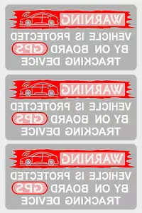3 WARNING Transparent Stickers GPS Tracking Device Car Window Reverse Printed - Picture 1 of 2