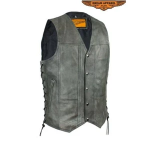 Men's Gray Club Vest with Concealed Carry Pockets & Side Laces - Picture 1 of 9