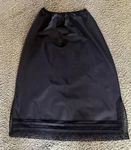 VTG Barbizon Size Small Half Slip Black PETTI DOTSide Slits Lace Detail(y) - Picture 1 of 4