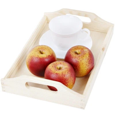 Tablett Holz Serviertablett 20 x 30 cm Naturholz unbehandelt Griff Holztablett - Bild 1 von 4