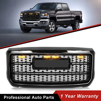 For 2015-2019 GMC Sierra 2500HD 3500HD Front Bumper Upper Grille Gloss w/Light Foto 1 de 4