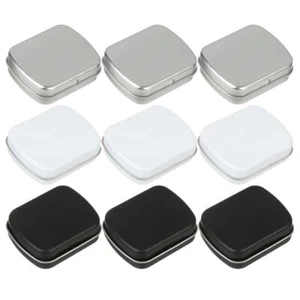 9PCS Metal Small Tins with Lids Rectangular Tin Boxes with Hinged Lids Storage - Picture 1 of 12