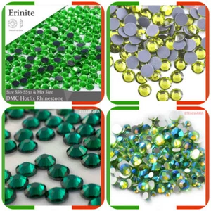 STRASS CRISTALLO VERDE CHIARO TERMOADESIVI HOTFIX BORCHIE BRILLANTINI 2 3 4 5 6 - Foto 1 di 9