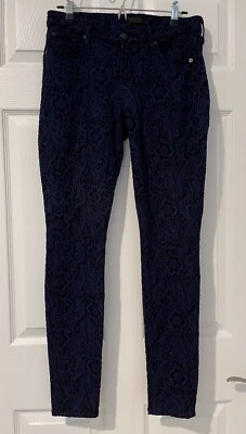 7 For All Mankind Pantalones Texturizados Negros y Azules Leggings Talla 29 (31x31) Usados en Excelente Condición Foto 1 de 4