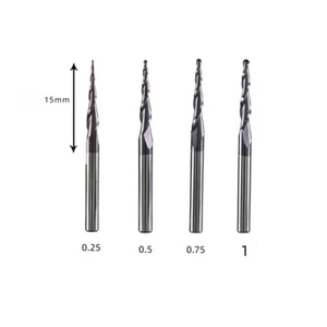 4 piezas brocas de talla enrutador CNC de extremo nariz de bola cónica molino de carburo sólido 15 mm - Imagen 1 de 4