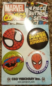 Juego de 4 botones de Marvel Comics (Nuevo) Spiderman - - Imagen 1 de 1
