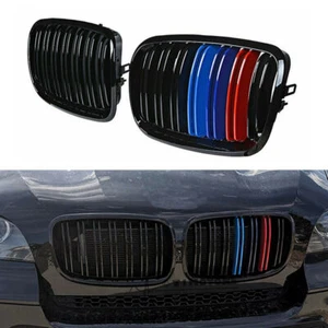 M-Farbe Doppelsteg Nieren Kühlergrill Glanz Schwarz Für BMW X5 E70 X6 E71 07-13 - Picture 1 of 7