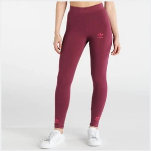 Adidas Trefoil Logo Play Leggings Activewear Women's sz S Victory Crimson - Picture 1 of 5