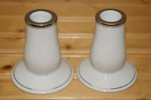 Fukagawa Platinum (2) Candle Sticks, 3 1/4" - Picture 1 of 5