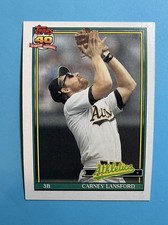 1991 Topps Carney Lansford Oakland Athletics A’s #502 Baseball Card NM.