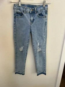 Cat & Jack Girls Size 7 High Rise Straight Leg Jeans - Distressed And Ripped - Picture 1 of 6