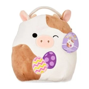 Nuovo Squishmallow Cesto Pasquale Mucca Ronnie Marrone Viola Uovo - Foto 1 di 5