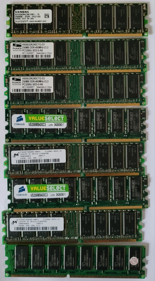 Job Lot 8 Modules 256MB RAM Siemens Corsair ProMOS USED - Image 1 of 4