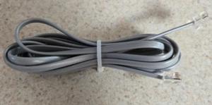 7 ft RJ11 Plug Telephone Extension Cable Phone Cord Line Wire Gray - Zdjęcie 1 z 3