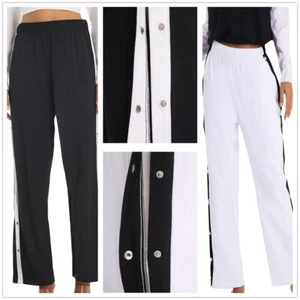 Womens Color Block Wide Leg Sweatpants Elastic Waist Loose Fit Casual Workout - Picture 1 of 32