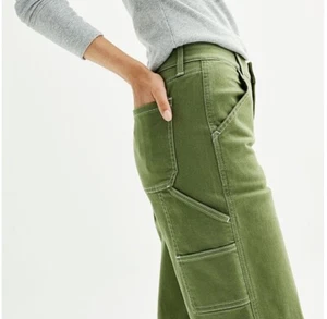 So High Rise Carpenter Jeans Dad Pants - Green - size 17 / 33 NEW - Picture 1 of 8