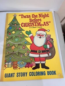 VINTAGE TWAS THE NIGHT BEFORE CHRISTMAS GIANT STORY COLORING BOOK UNUSED MOORE - Imagen 1 de 5