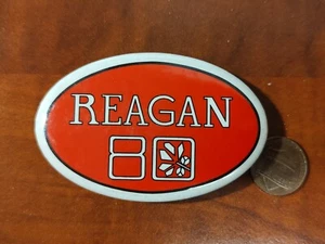 Vintage "REAGAN 80" Button Pin President Red  oval, peace signs, groovy! Buckeye - Picture 1 of 3