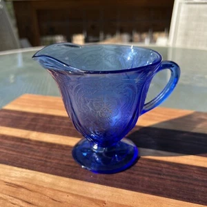 Hazel Atlas Royal Lace Cobalt Creamer Depression Glass - Picture 1 of 9