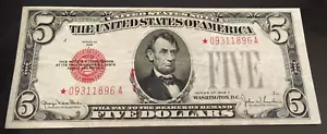 FR.1531* 1928 F $5 Legal Tender Star Note printing red ink leaking error rare - Picture 1 of 3