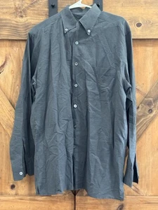 Ermenegildo Zegna Men’s Slate Gray Long Sleeve Cotton Button Up Dress Shirt Sz L - Picture 1 of 4