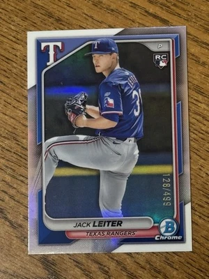 Jack Leiter 2024 Bowman Chrome Refractor Rookie RC #70 #/499 -Rangers - Image 1 of 2