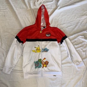 Pokemon Hoodie - Poke Ball Character Hood Zip Sweatshirt for Youth Boys L 12/14 - Picture 1 of 4