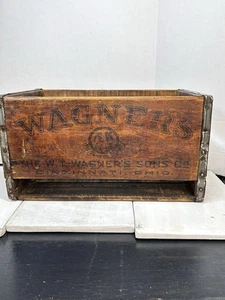 Antik W.T. Wagner’s Sons Holzkiste Kiste Cincinnati Ohio Soda Selters Wasser - Bild 1 von 18