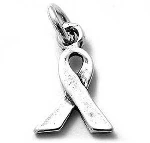 925 Sterling Silver Forget Me Not Ribbon Charm - Picture 1 of 1