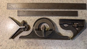 L.S. STARRETT Combination Machinist Square Protractor Tool Ruler + Jordan Ruler - Picture 1 of 9