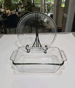 Set Of 2 Anchor Hocking 9" Pie And 8x5" Loaf Pan Clear Glass Bakeware - Picture 1 of 5