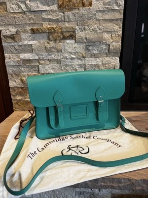 The Cambridge Satchel Company Green Leather Large Messenger Crossbody Bag - Image 1 of 4