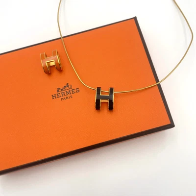 Auténtico Collar Hermes Pop Ash GD Negro/Naranja Set2 con Caja BA110425 Foto 1 de 4