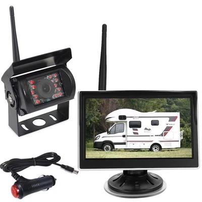 Wireless IR Reversing Backup Camera + 5" Car LCD Monitor for 12-24V Bus Truck RV - Image 1 of 4