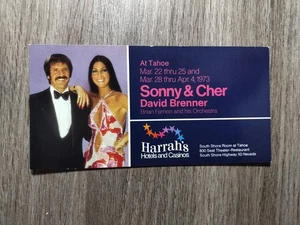 Sonny & Cher, David Brenner at Harrah's Reno Advertising Postcard March 1973 - Picture 1 of 3