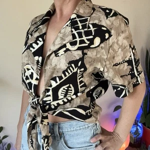 Cravatta vintage Virgo II anni 80 crop top anteriore manica corta funky retrò unica rara M - Foto 1 di 9