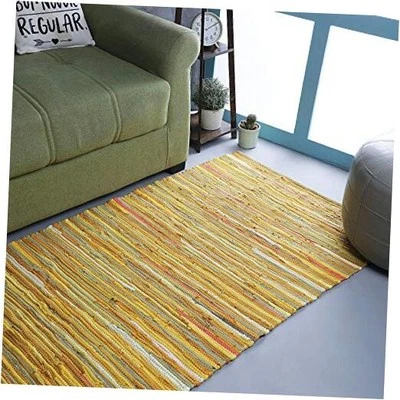 Alfombra Alfombra Algodón Mostaza 3x5 Pies (36"x60") Multicolor Chindi para  Foto 1 de 4