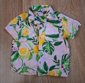 Old Navy Boy's Hawaiian Leave Oranges Short Sleeve Button Up Shirt 18-24 Months - Picture 1 of 7