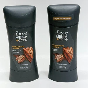 Dove Men+Care Deodorant Sandalwood Amber 72-Hr Antiperspirant 2-Pc Lot Stick - Picture 1 of 3