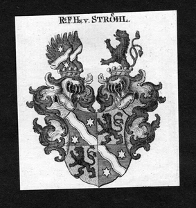 1820 - Ströhl Stroehl Wappen Adel coat of arms heraldry Heraldik Kupferstich - Bild 1 von 1
