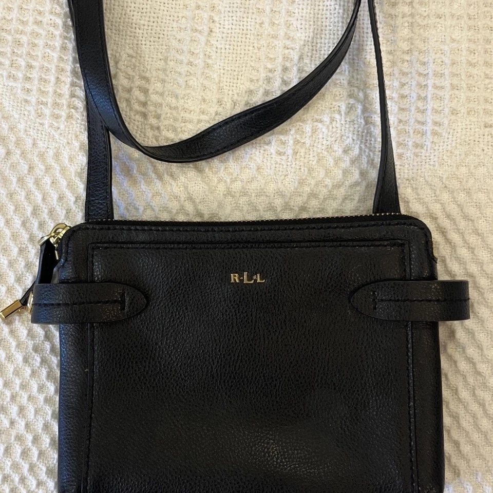Small Black Genuine Leather Purse LAUREN RALPH LAUREN Crossbody Crawley Bag - Image 1 of 4