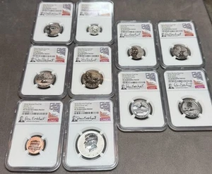2018-S U.S. Silver Reverse Proof Set 10pc. NGC PF70 EARLY Releases Don Everhart - Picture 1 of 5