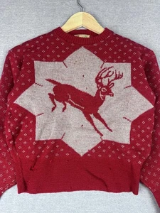 Maglione natalizio renna rossa donna vintage anni '50 Rockabilly taglia XS - Foto 1 di 9