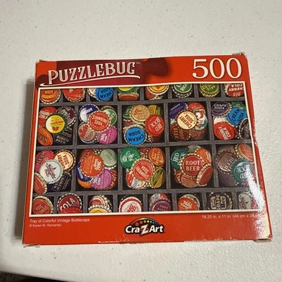 Tray of Colorful Vintage Bottle caps - 500 Pieces Jigsaw Puzzle - Image 1 of 4