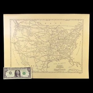 1940s Vintage UNITED STATES Railroad Map US Railway Map LARGE Old Original - Picture 1 of 10