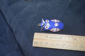 Blue Vintage Cloissonne Owl Pendent Jewelry - Picture 1 of 6