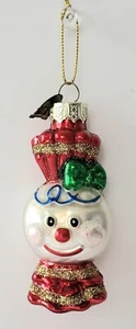 THOMAS PACCONI CRISTAL SOPLADO MUÑECO DE NIEVE EN ROJO ADORNO DE NAVIDAD - Imagen 1 de 2