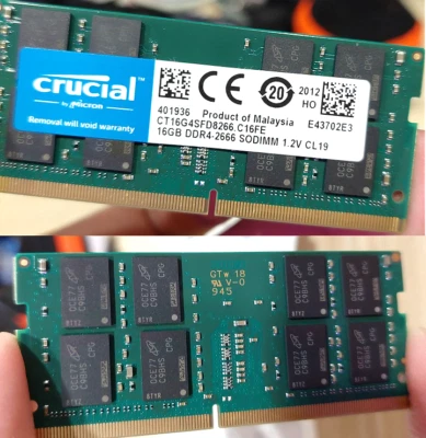 Crucial 16GB Single DDR4 2666 MT/s SODIMM 260-Pin Memory - CT16G4SFD8266 - Image 1 of 3